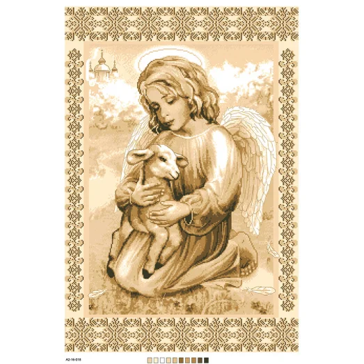 А2-16-018 Ангел с овечкой. Канва для вышивки нитками Вышиванка