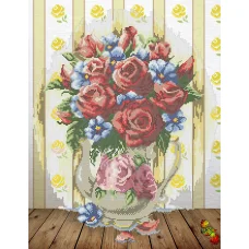 ФЧК-2022 Букет в фарфоровом чайнике. Схема для вышивки бисером Феникс