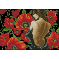 ФЧК-2085 Цветение маков чёрный фон Схема для вышивки бисером Феникс
