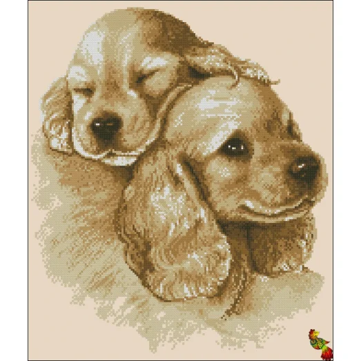 ФЧК-2080 Золотистые спаниели. Схема для вышивки бисером Феникс