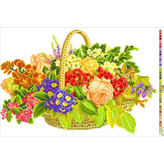 А3-14-001 Корзина с цветами. Канва для вышивки нитками Вышиванка