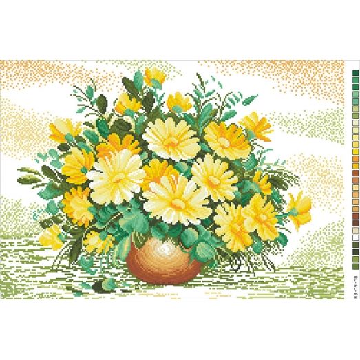 А3-14-010 Желтые цветы. Канва для вышивки нитками Вышиванка