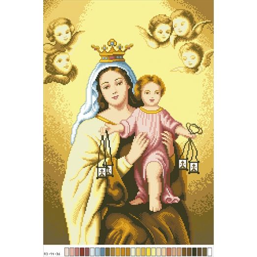 А3-14-036 Мадонна с ребенком. Канва для вышивки нитками Вышиванка