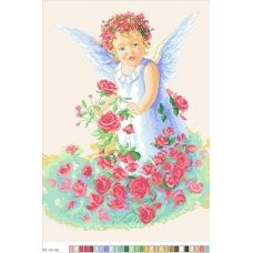 А3-14-046 Ангел в цветах. Канва для вышивки нитками Вышиванка