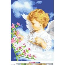 А3-14-060 Ангел с цветами. Канва для вышивки нитками Вышиванка