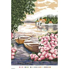А3-14-077 Город у реки. Канва для вышивки нитками Вышиванка