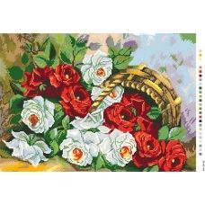 А3-14-093 Белые и красные розы. Канва для вышивки нитками Вышиванка