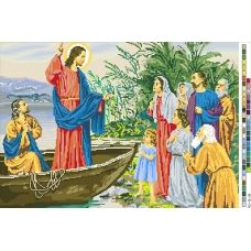 А3-16-038 Иисус в лодке. Канва для вышивки нитками Вышиванка