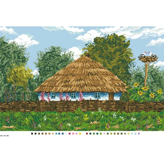 А3-16-092 Хатинка. Канва для вышивки нитками Вышиванка