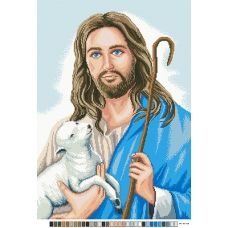 А3-16-094 Иисус с ягненком. Канва для вышивки нитками Вышиванка