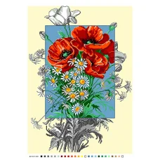 А3-16-103 Маки и ромашки. Канва для вышивки нитками Вышиванка