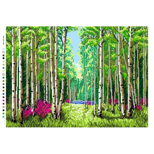 А3-16-104 Березовая роща. Канва для вышивки нитками Вышиванка