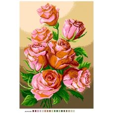 А3-16-125 Розовые розы. Канва для вышивки нитками Вышиванка