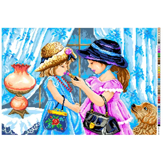 А3-16-129 Модницы. Канва для вышивки нитками Вышиванка