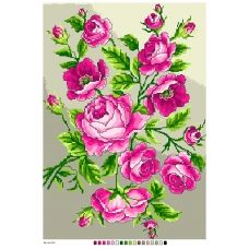 А3-16-133 Розовые розы. Канва для вышивки нитками Вышиванка