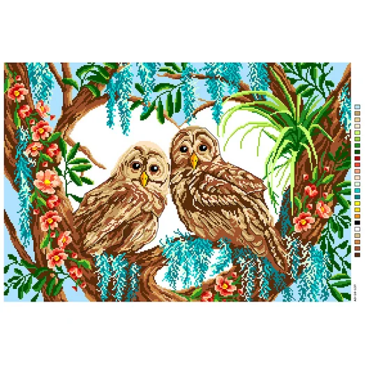 А3-16-137 Совы. Канва для вышивки нитками Вышиванка