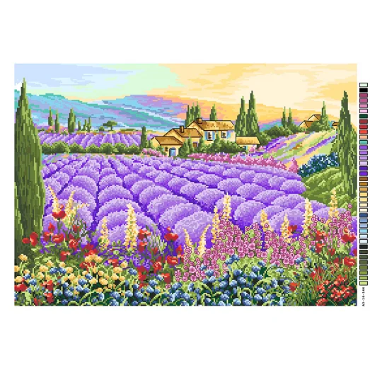 А3-16-144 Поля Прованса. Канва для вышивки нитками Вышиванка