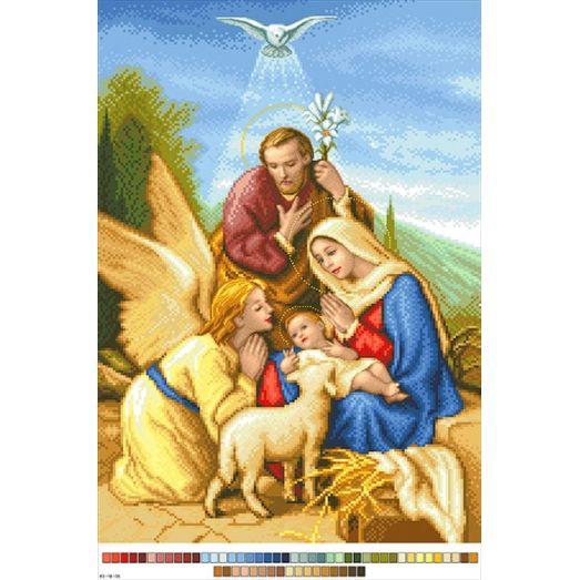 А3-18-035 Святое семейство и Святой Дух. Канва для вышивки нитками Вышиванка
