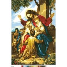 А3-18-037 Иисус и дети. Канва для вышивки нитками Вышиванка