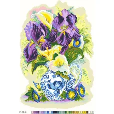 А3-18-038 Петушки и каллы. Канва для вышивки нитками Вышиванка