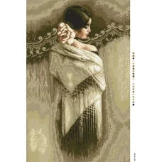 А3-18-065 Девушка с шалью. Канва для вышивки нитками Вышиванка