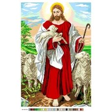 А3-18-084 Иисус с овечкой. Канва для вышивки нитками Вышиванка