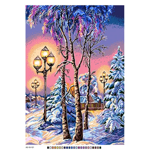 А3-18-121 Зимний пейзаж. Канва для вышивки нитками Вышиванка