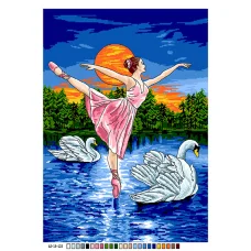 А3-18-122 Лебединое озеро. Канва для вышивки нитками Вышиванка