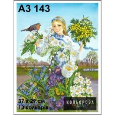 КЛВ-143 (А3) Девушка-весна. Схема для вышивки бисером Кольорова