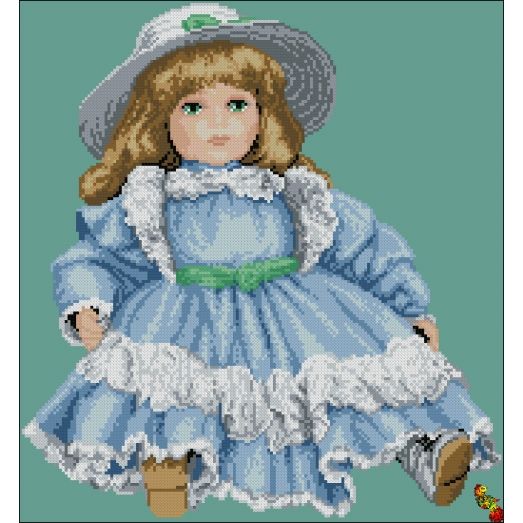 ФЧК-3192 Кукла в голубом платье. Схема для вышивки бисером Феникс