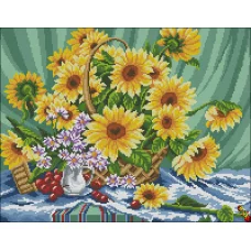 ФПК-3163 Подсолнухи с вишней. Схема для вышивки бисером Феникс