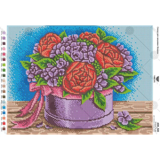 А3Н_322 Цветы в коробке. Схема для вышивки бисером TM Virena