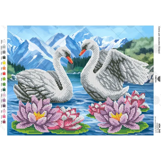 А3Н_342 Лебеди. Схема для вышивки бисером ТМ Virena