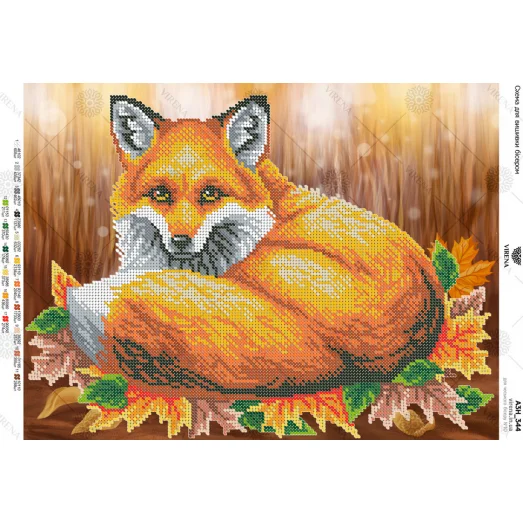 А3Н_344 Лиса на осенних листьях. Схема для вышивки бисером ТМ Virena