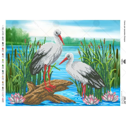А3Н_347 Аисты возле воды. Схема для вышивки бисером ТМ Virena