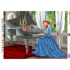 А3Н_150 Пианистка в голубом. Схема для вышивки бисером TM Virena