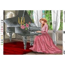 А3Н_151 Пианистка в красном. Схема для вышивки бисером TM Virena