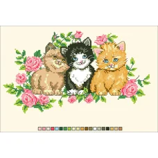А4-14-007 Три котёнка. Канва для вышивки бисером Вышиванка