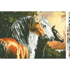 А4-16-022 Три коня. Канва для вышивки бисером Вышиванка