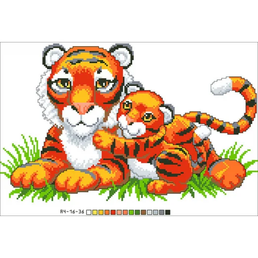 А4-16-036 Тигры. Канва для вышивки бисером Вышиванка