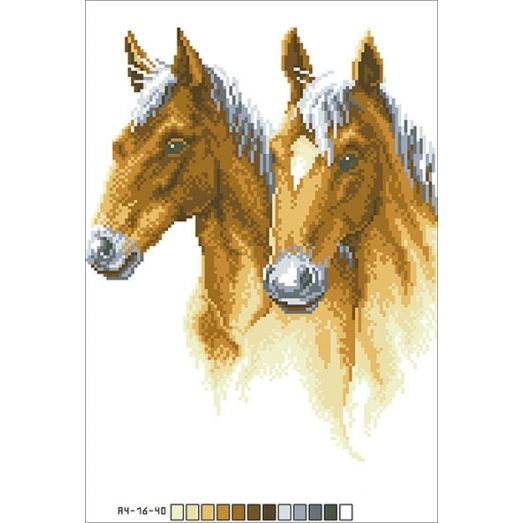 А4-16-040 Пара лошадей. Канва для вышивки бисером Вышиванка
