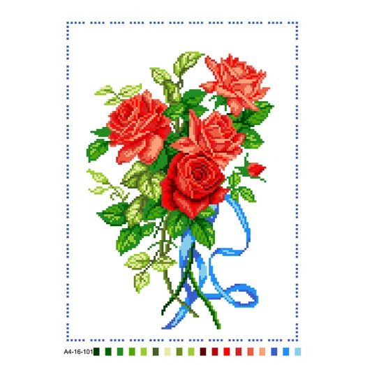 А4-16-101 Букет роз. Канва для вышивки бисером Вышиванка