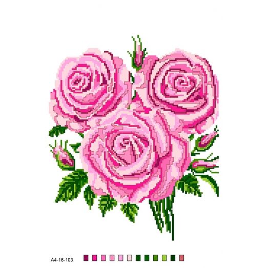 А4-16-103 Розовые розы. Канва для вышивки бисером Вышиванка