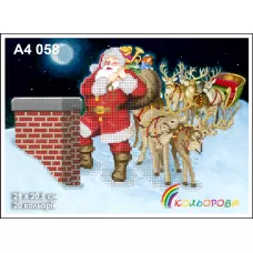 КЛВ-058 (А4) Санта на крыше. Схема для вышивки бисером Кольорова