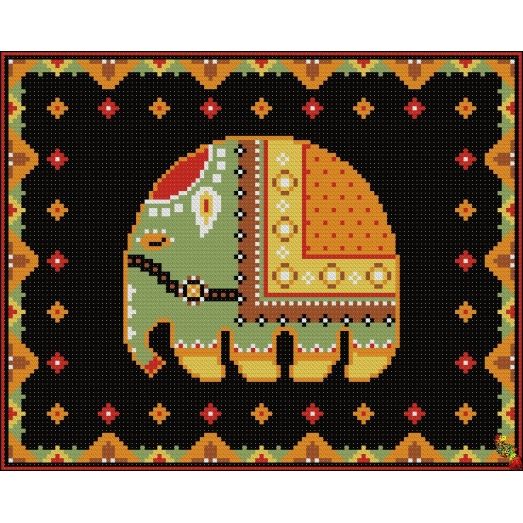 ФПК-4090 Индийские слоны Слоненок. Схема для вышивки бисером Феникс 