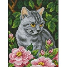 ФПК-4129 Кошка в розах. Схема для вышивки бисером Феникс