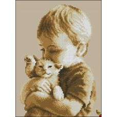 ФЧК-4213 Мальчик с котёнком. Схема для вышивки бисером Феникс