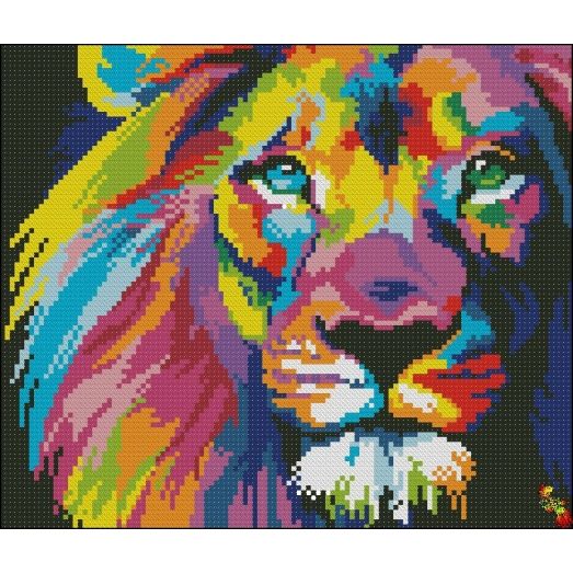 ФПК-4087 Разноцветный лев. Схема для вышивки бисером Феникс