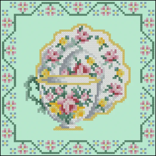 ФЧК-5099 Чайный набор розочки. Схема для вышивки бисером Феникс