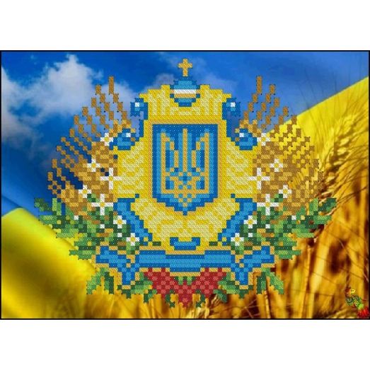 ФЧК-5133 Герб Украины с пшеницей Схема для вышивки бисером Феникс